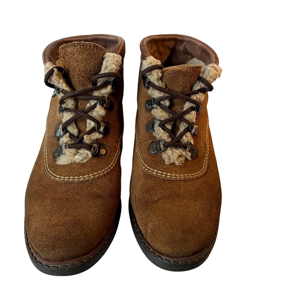 Vintage Fayva Brown Suede Fur Lined Lace Up Boots Womens 7 Yugoslavia